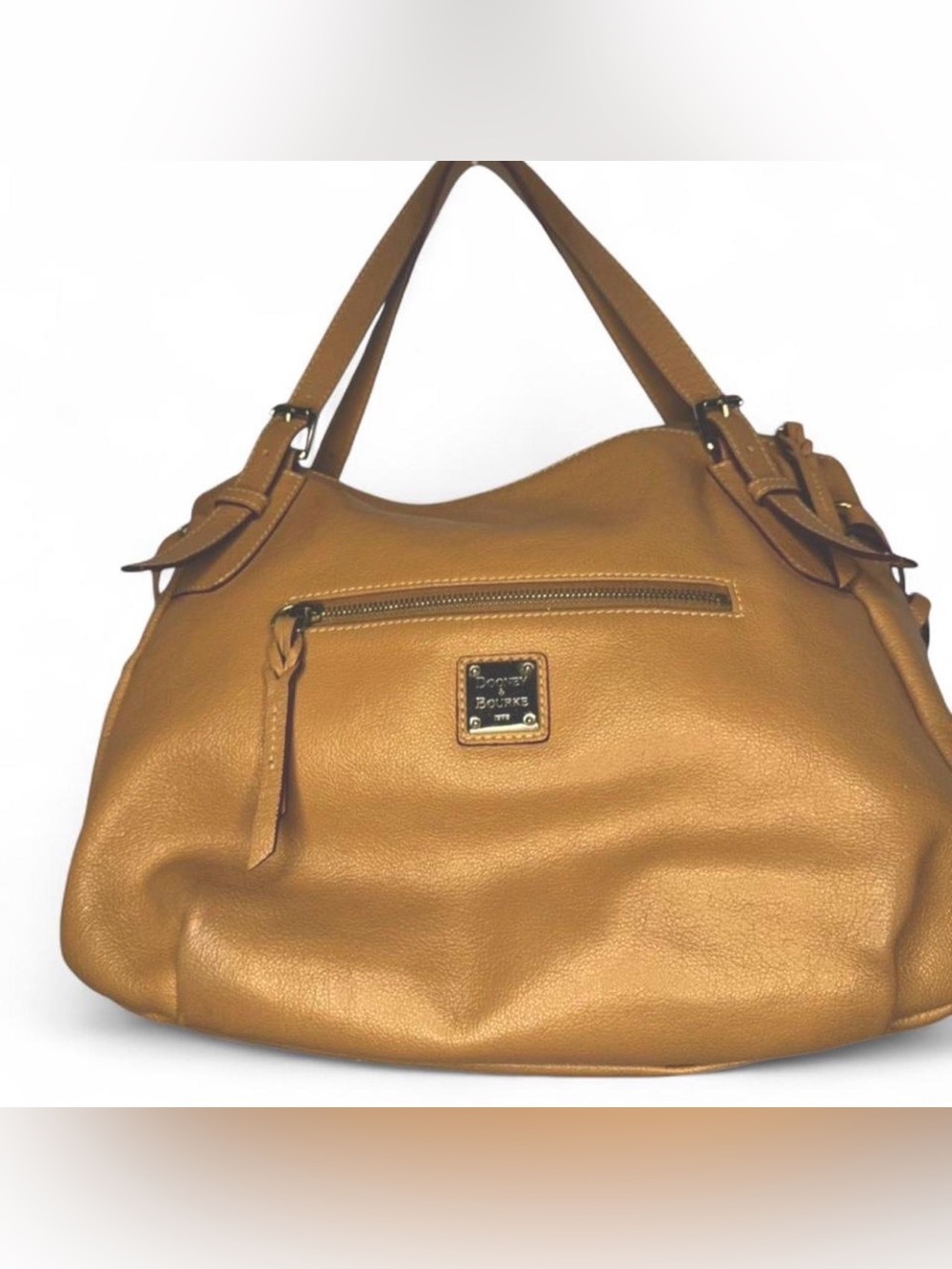 Dooney & Bourke Caramel Leather Shoulder Bag. Measurements in pics. - Picture 1 of 9